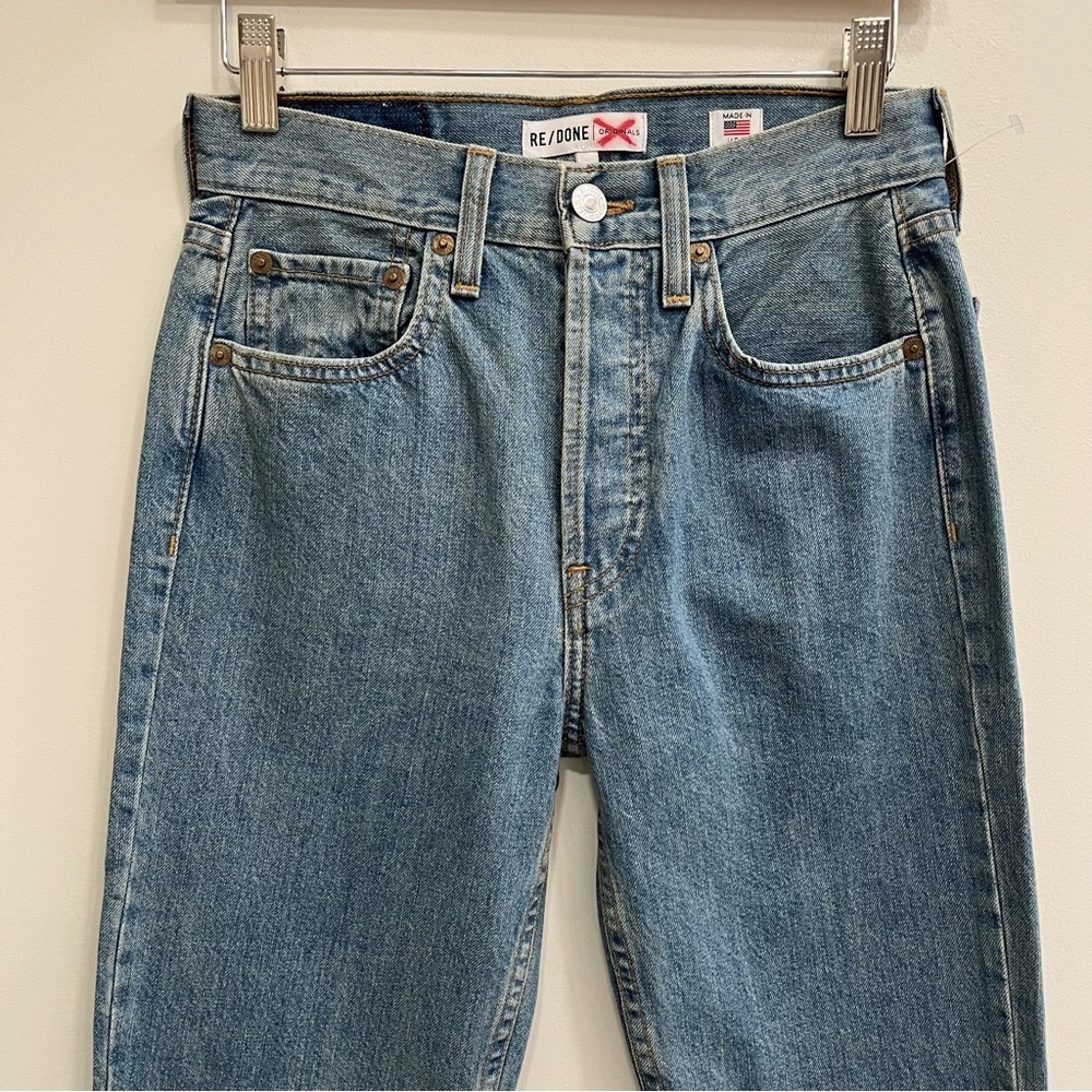 RE/DONE Originals High Rise Ankle Zip Jeans in 90's Wash 180-3WHRZ Size 25 - Picture 4 of 14